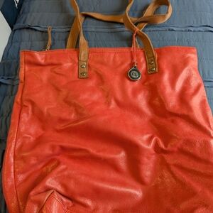 Red Leather Tote Bag